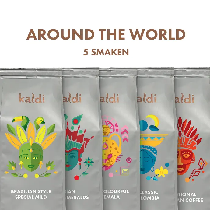Kaldi Around the world 5x500 gram koffie proefpakket