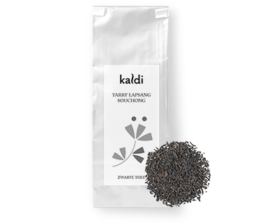 Tarry Lapsang Souchong (100 gr.) verpakking en thee