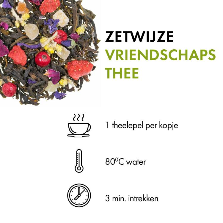 Groene thee Vriendschaps thee (100 gr.) zetwijze