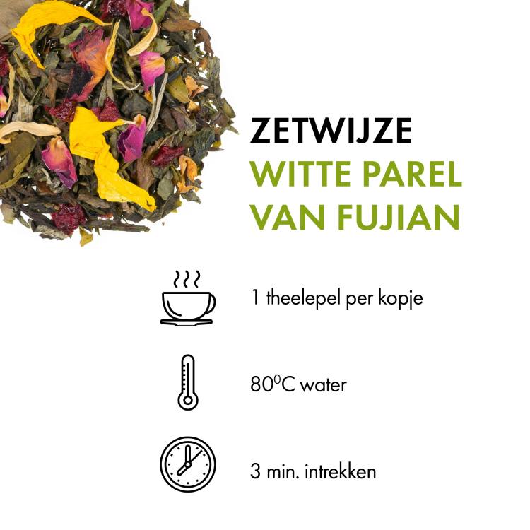 Groene thee Witte Parel van Fujian (75 gr.) zetwijze
