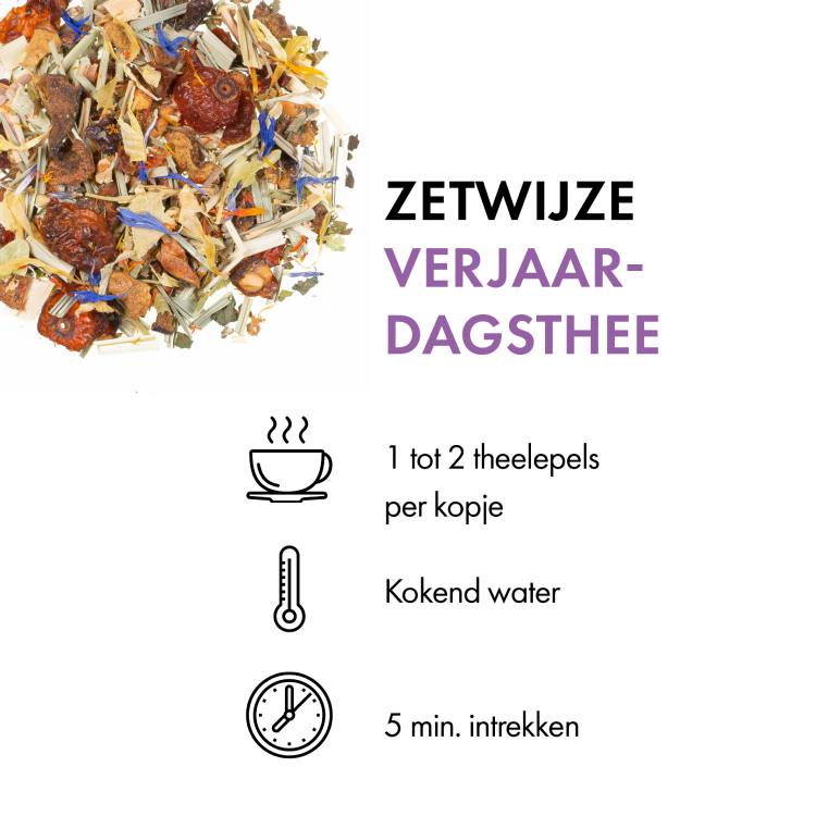 Kruidenthee Verjaardagsthee (75 gr.) zetwijze